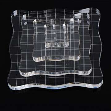 Whaline 4 Pieces Stamp Blocks with Grid and Grip, Acrylic Clear Stamping Blocks Set Essential Stampi...