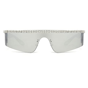 YAMEIZE Y2K Diamond Wrap Around Sunglasses - Bling Style