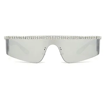 YAMEIZE Y2K Diamond Wrap Around Sunglasses - Bling Style