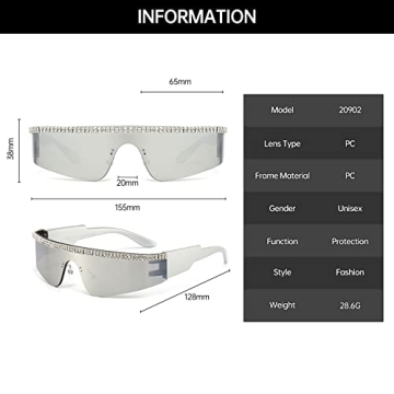 YAMEIZE Y2K Diamond Wrap Around Sunglasses - Bling Style