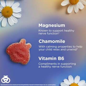 Zarbee's Children's Calm Gummy, Supports a Calm Mind & Body for Kids Ages 5+, Made with Magnesium, Chamomile & Vitamin B6, Natural Raspberry Flavor, 30 Count Gummies