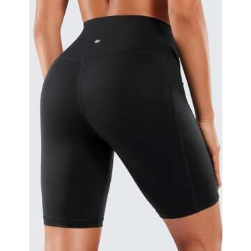 CRZ YOGA Women's Naked Feeling Biker Shorts with Pockets 8'' - High Waisted Yoga Gym Workout Spandex...