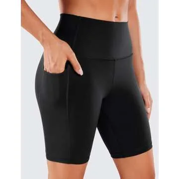 CRZ YOGA Women's Naked Biker Shorts with Pockets