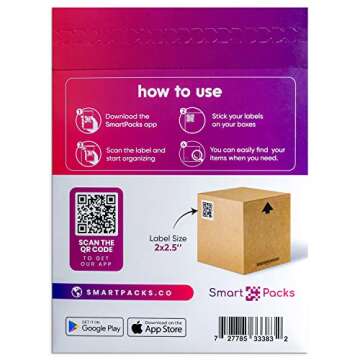 SmartPacks QR Code Stickers | Qr Code Labels for Storage | No Subscription | Premium Smart Labels wi...