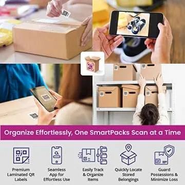 SmartPacks QR Code Stickers | Qr Code Labels for Storage | No Subscription | Premium Smart Labels with App | Advanced Pack and Track Labels with QR Code for Inventory, Storage, Moving | 48 Stickers