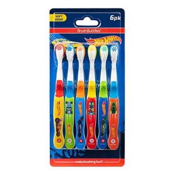 Brush Buddies Hot Wheels 6-Pack Toothbrush - Colorful & Fun for Kids 2-4