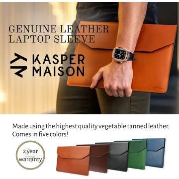 Premium 13 inch Leather Laptop Sleeve - Tan