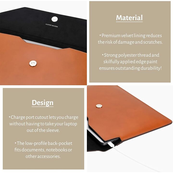 Premium 13 inch Leather Laptop Sleeve - Tan