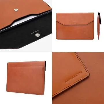 Premium 13 inch Leather Laptop Sleeve - Tan