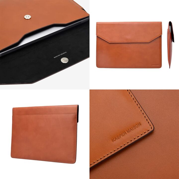 Premium 13 inch Leather Laptop Sleeve - Tan