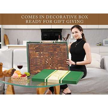 Acacia Wood End Grain Cutting Board - 24x18x2 In