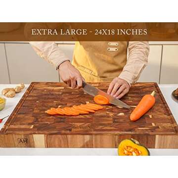 Acacia Wood End Grain Cutting Board - 24x18x2 In