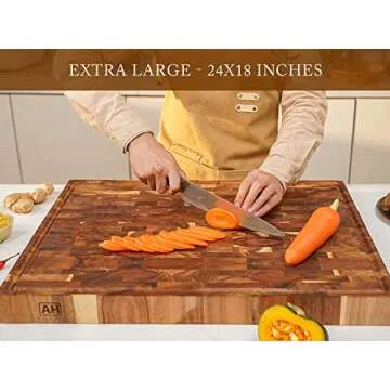 Acacia Wood End Grain Cutting Board - 24x18x2 In