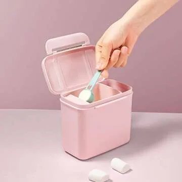 Formula Dispenser with Scoop Milk Powder Formula Containers for Travel Baby Food Storage and Snack Cup for Outdoor Activities On-The-Go Pink(Outer Box Capacity: 0.92 LB(420 g))