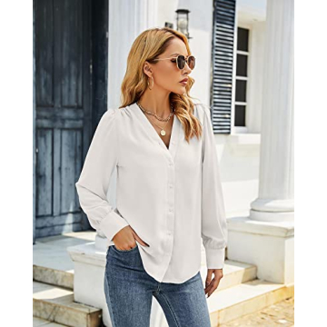 Elegant Women's Long Sleeve Silk Business Blouse