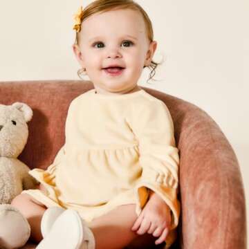 Amazon Essentials x Sofia Grainge Baby Girls' Longsleeve Corduroy Dress, Navy, 3-6 Months