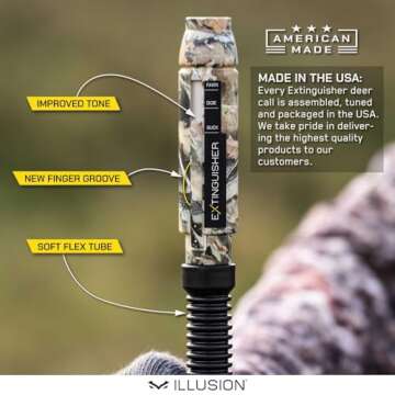 Extinguisher Deer Call by Illusion | Grunt Tube | Buck, Doe, Fawn | Adjustable 10-in-1 Call | Color (CAMO/Black) | Freeze Resistant