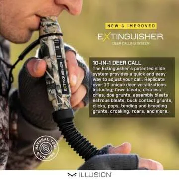 Extinguisher Deer Call by Illusion | Grunt Tube | Buck, Doe, Fawn | Adjustable 10-in-1 Call | Color (CAMO/Black) | Freeze Resistant