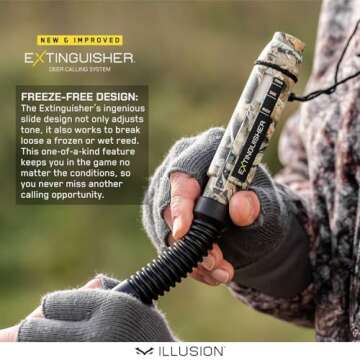 Extinguisher Deer Call by Illusion | Grunt Tube | Buck, Doe, Fawn | Adjustable 10-in-1 Call | Color (CAMO/Black) | Freeze Resistant