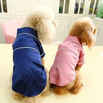 botlav Dog Pajamas Clothes Silk Soft Shirts Loungewear Puppy Pjs for Small Yorkie Bulldog Cats Navy