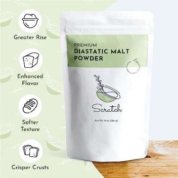 Scratch Diastatic Malt Powder for Baking - (10oz) Dried Barley Malt for Baking Bread - Bread Improve...