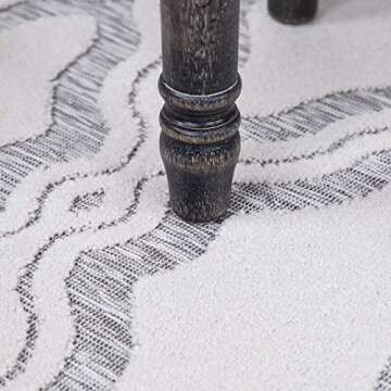 My Texas House Cotton Blossom Rug - 9' X 13' Rectangle in Natural Gray, High-Low, Geometric Trellis Design, Indoor Outdoor Patio and Home Decor