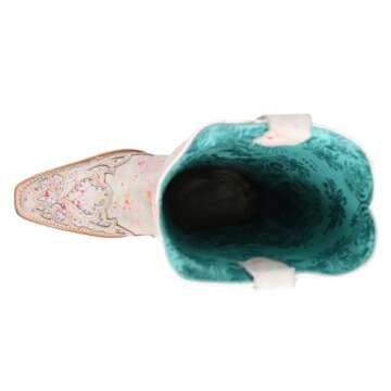 Corral Boots Womens Fluorescent Embroidered Tooled Inlay Studded Snip Toe Casual Boots Mid Calf Mid Heel 2-3" - White - Size 10 M