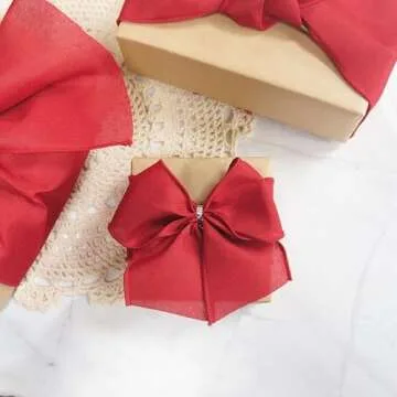 2.5" Red Burlap Wired Ribbon for Crafts and Decor