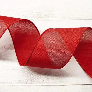 2.5" Red Burlap Wired Ribbon for Crafts and Decor