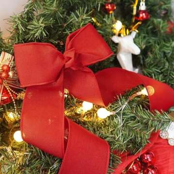 2.5" Red Burlap Wired Ribbon for Crafts and Decor