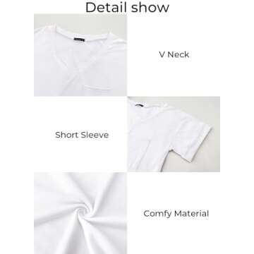 MIHOLL Women's Short Sleeve V-Neck Shirts Loose Casual Tee T-Shirt (White, X-Large)