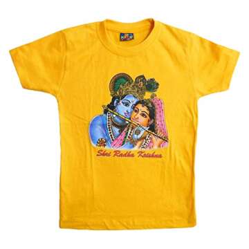 DollsofIndia Printed Radha Krishna on T-Shirt for 4 to 5 Years of Age (QF90) Yellow