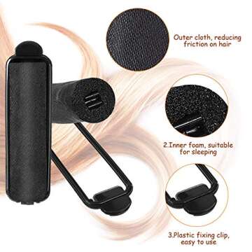WILLBOND 40 Pieces Satin Hair Rollers - Sponge Curlers for Soft Waves, Flexible Styling, Black Hair and Hairdressing