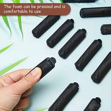 WILLBOND 40 Pieces Satin Hair Rollers - Sponge Curlers for Soft Waves, Flexible Styling, Black Hair and Hairdressing