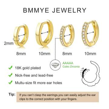 Gold Huggie Hoop Earrings, Tiny Mini Hoop Earrings Set Hypoallergenic Small Gold Hoop Earrings for Women