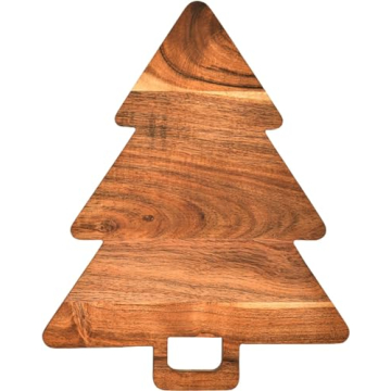 Christmas Tree Shaped Wood Cutting Board for kitchen, Christmas Tree Wooden Serving Tray with Handle...