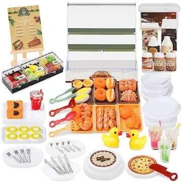 95Pcs Miniature Bakery Case for 1:12 Dollhouse Play