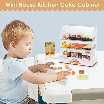 95Pcs Miniature Bakery Case for 1:12 Dollhouse Play