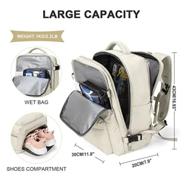 Waterproof Travel Backpack Women USB Charging Flight Approved
