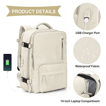 Waterproof Travel Backpack Women USB Charging Flight Approved