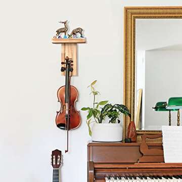 letitnice Guitar Wall Mount Guitar Wall Hanger with Shelf Pine Wood Guitar Rack - Stylish Holder for...