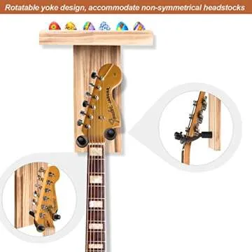 letitnice Guitar Wall Mount with Shelf - Pine Wood Rack