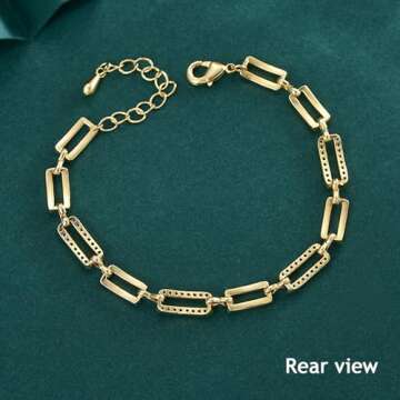Fahonie Gold Plated Paperclip Chain Bracelet for Women