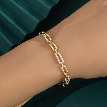 Fahonie Gold Plated Paperclip Chain Bracelet for Women