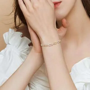 Fahonie Gold Plated Paperclip Chain Bracelet for Women