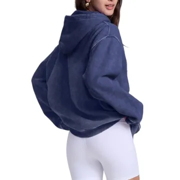 Comfortable Womens Oversized Acid Wash Hoodie Vintage Style