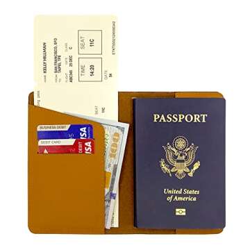 Personalized RFID Leather Passport Holder Cover - Travel Wallet - Marble