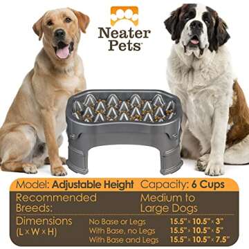 Neater Pet Brands – Neater Raised Slow Feeder Dog Bowl – Elevated and Adjustable Food Height - (...