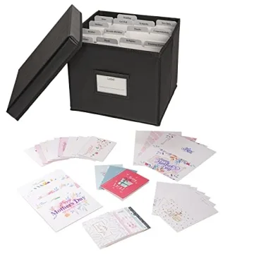 Lukeline Greeting Card Organizer with 15 Dividers for 140+ Cards