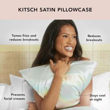 Kitsch Satin Pillowcase with Zipper for Hair & Skin, Softer Than Silk Pillow Cases Queen, Wrinkle-Free, Smooth and Cooling Satin Pillow Covers, Standard Size 19"x26", Valentines Gift - Aura, 2pcs